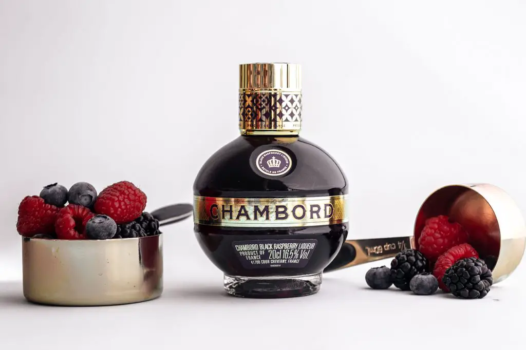 Chambord berry liqueur with blackberry, blueberry and raspberry