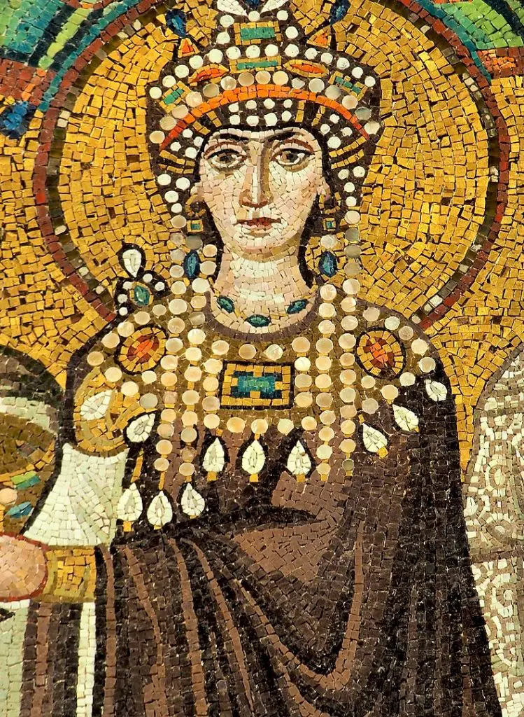 Mosaic of Theodora, wife of Justinian the first in Ancient Rome