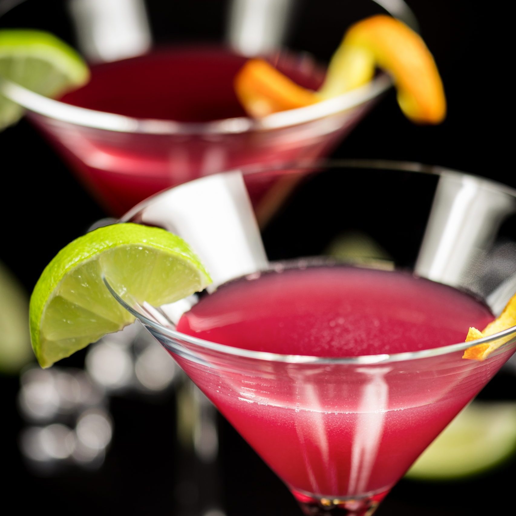 Cranberry gin cosmopolitan cocktail close up
